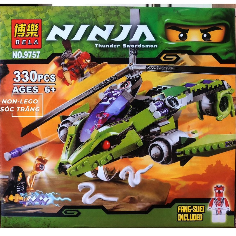 Đồ chơi lắp ráp Non Lego Ninjago Bela 9757 Season Phần 2 Xếp Mô Hình Máy Bay Rắn Minifigures Ninja Kai và Lloyd Gamardon