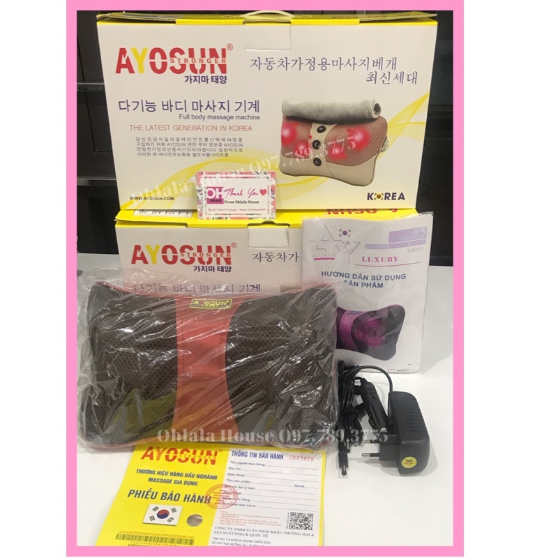 CHÍNH HÃNG-BH 5 NĂM  Gối massage hồng ngoại chính hãng Ayosun Hàn Quốc - Ohlala House đại lý phân phối