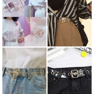 Thắt lưng nhựa pu lỗ nhiều loại mặt xinh cá tính