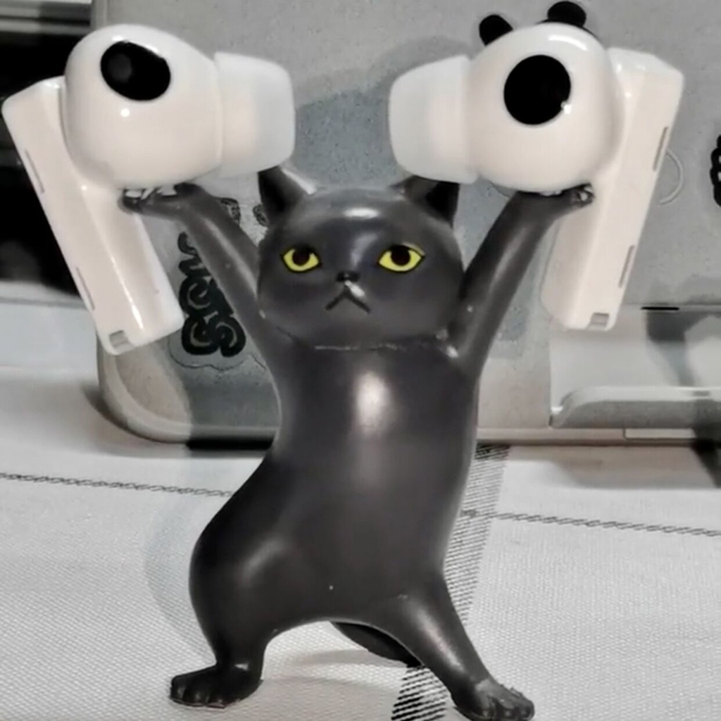 [BMM1] Giá Đỡ Tai Nghe Thủ Công Hình Mèo Nhảy Múa Để Bàn Trang Trí