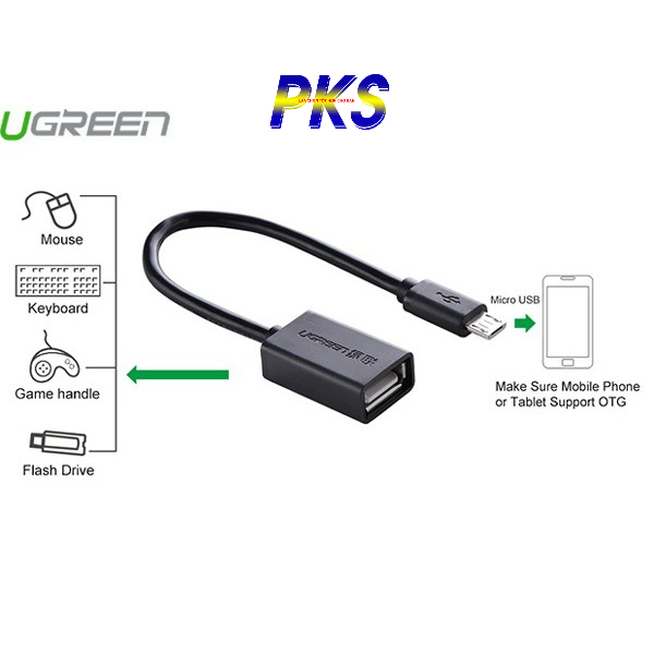 Dây Micro USB 2.0 OTG dạng tròn dài 12cm UGREEN 10396