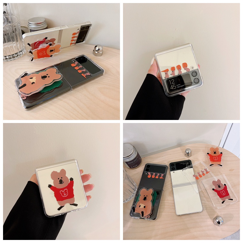 Ốp Điện Thoại PC Cứng Trong Suốt Chống Sốc Có Giá Đỡ Cho Samsung Galaxy Z Flip 3 5G