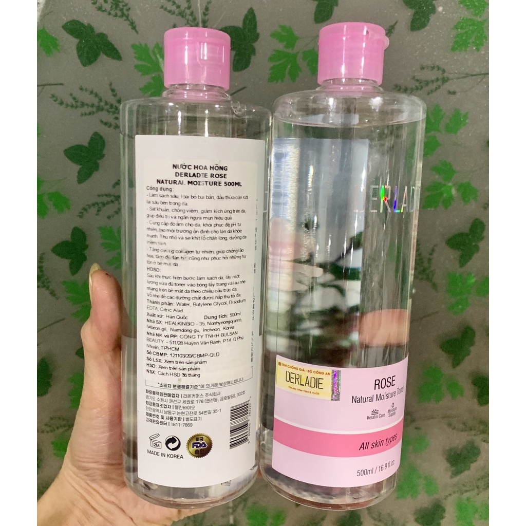 Nước Hoa Hồng Cấp Ẩm Derladie Rose Natural Moisture Toner 500ml