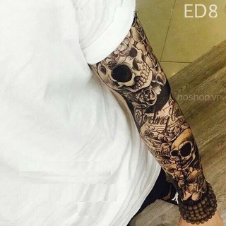 Xăm dán full tay đầu lâu ED8
