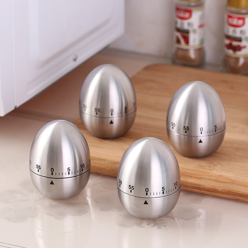 Đồng Hồ Đếm Ngược Hẹn Giờ Nhà Bếp Dạng Quả Trứng Thép Không Gỉ