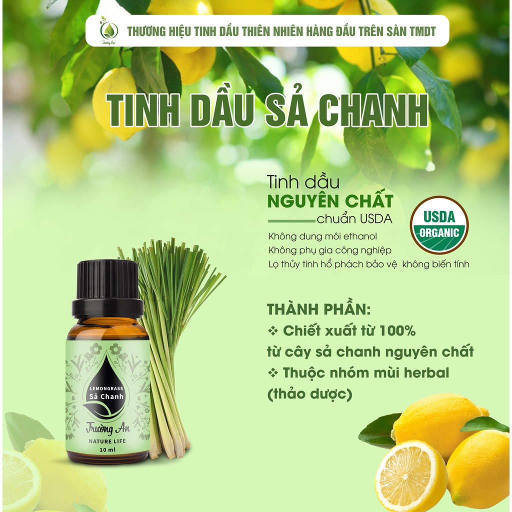 SL17-Tinh dầu Sả chanh Lemongrass, thiên nhiên nguyên chất, giúp thơm phòng, đuổi muỗi, thư giãn