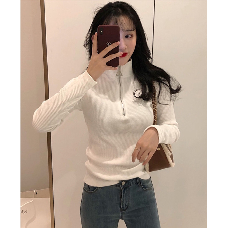 Áo Len Tay Dài Cổ Lọ Khóa Kéo Thời Trang Cho Nữ | BigBuy360 - bigbuy360.vn