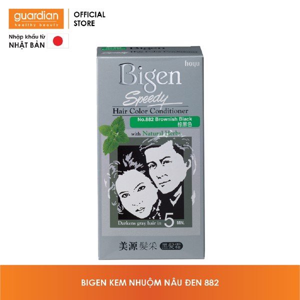 Kem Nhuộm Tóc Phủ Bạc Bigen Speedy Hair Color Conditioner 40g+40g .# 882 Browish Black Nâu Đen