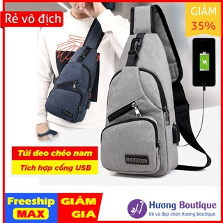 Túi vải đeo chéo nam, túi đeo đi xe máy tiện lợi,phong cách Hàn Quốc, túi 3 ngăn có cổng sạc USB