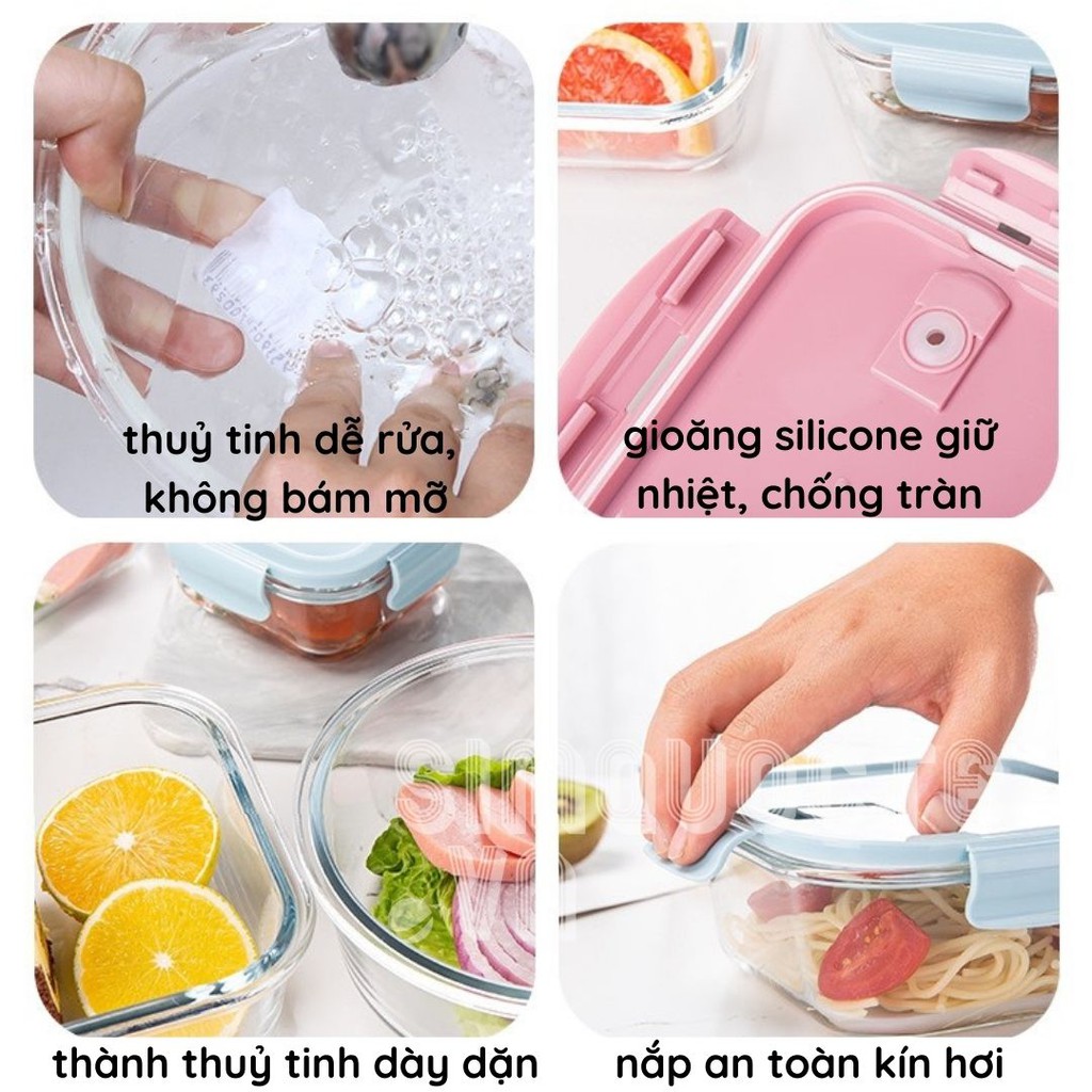 Hộp cơm hộp thực phẩm thuỷ tinh giữ nhiệt có van thông hơi nhiều ngăn More Fresh HĐC01