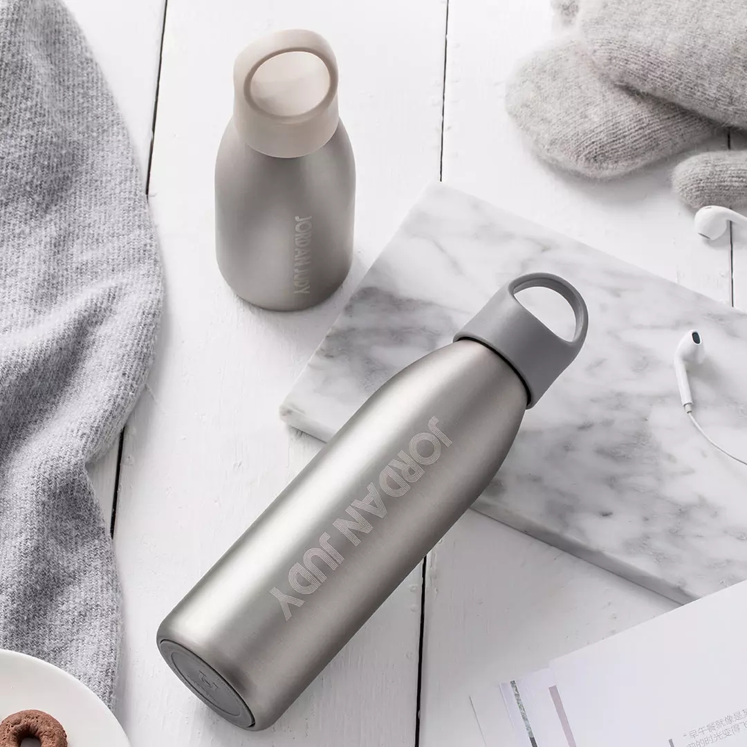 Jordan Judy JJ T-house Thermos Mug 230ml/450ml Stainless Steel Water Bottle Lightweight Fashion Simplicity Thermos Vacuum Cup Anti-rust And Easy To Wash With Portable Ring Leak-proof For Home Office Travel Outdoor
