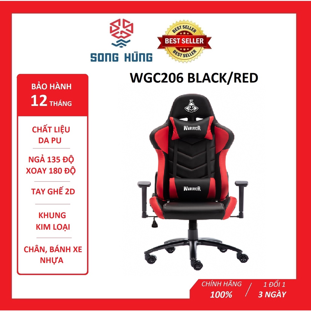 Ghế WARRIOR GAMING CHAIR - Raider Series - WGC206 FULL 5 MÀU - BẢO HÀNH CHÍNH HÃNG 12 THÁNG