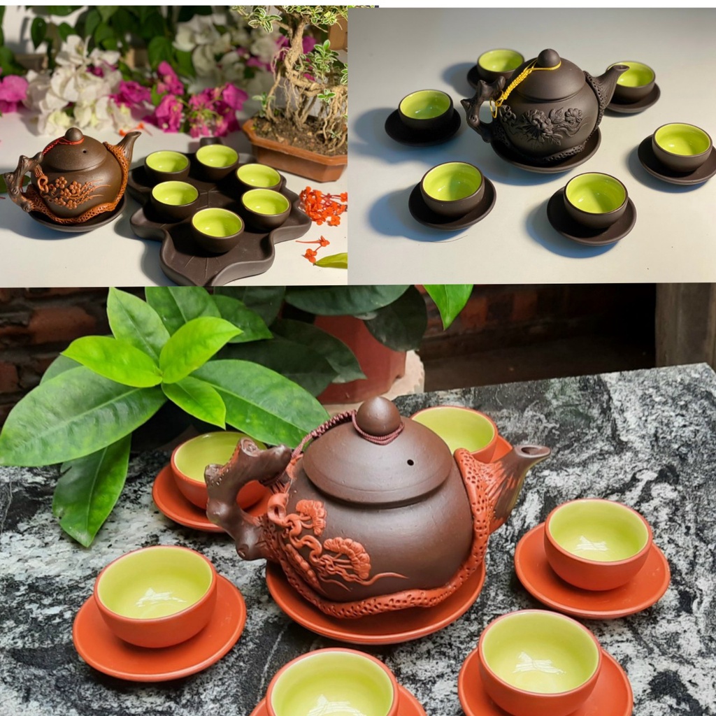 Bộ ấm chén tử sa bát tràng