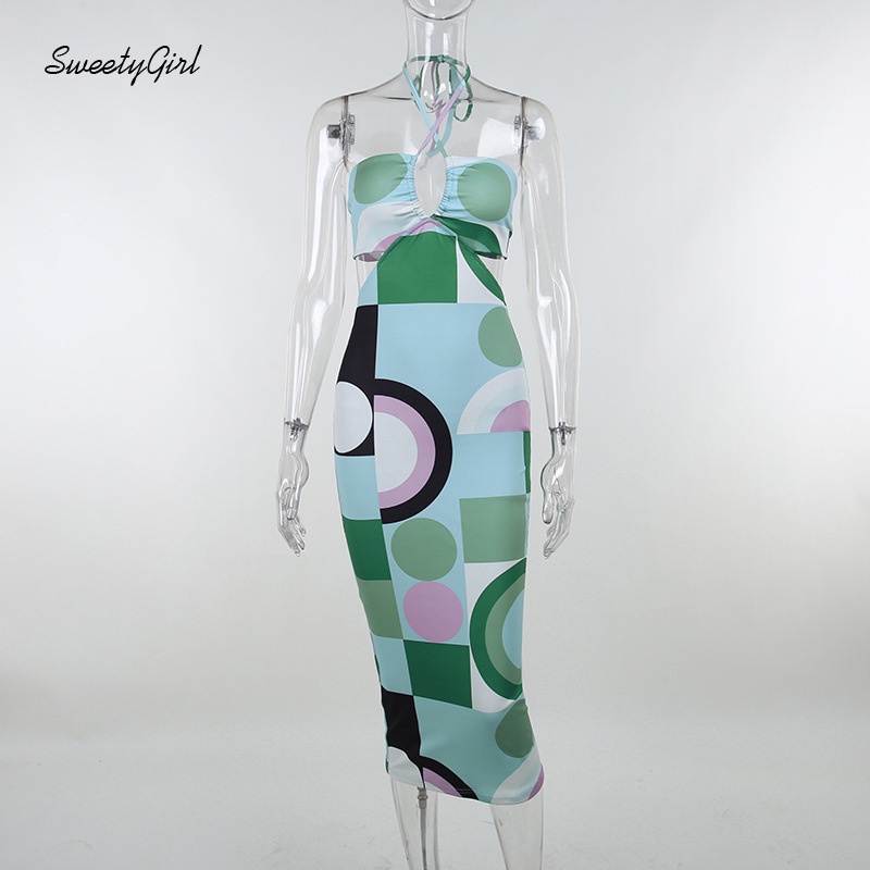 Đầm Dài Không Tay Hở Lưng In Họa Tiết Thời Trang 2022 Dành Cho Nữ