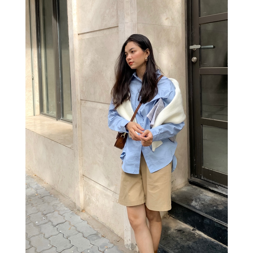 Áo Sơ Mi Basicc Nữ Oversize Độ Dài Vừa | HQ2540| Lana Official