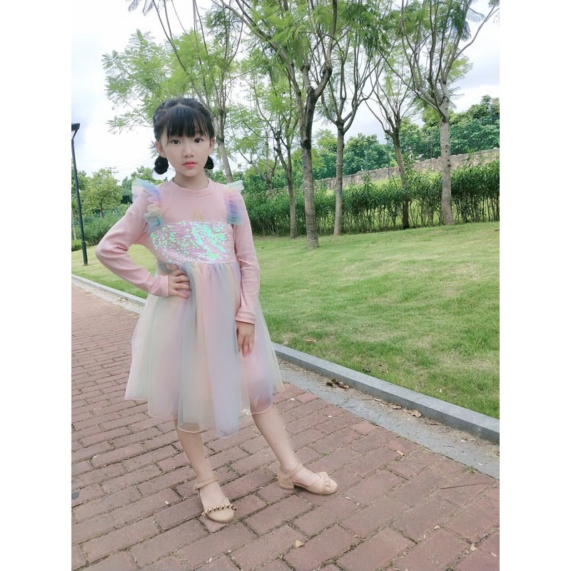 Đầm thu đông kỳ lân công chúa cực xinh cho bé gái - kèm ảnh thật