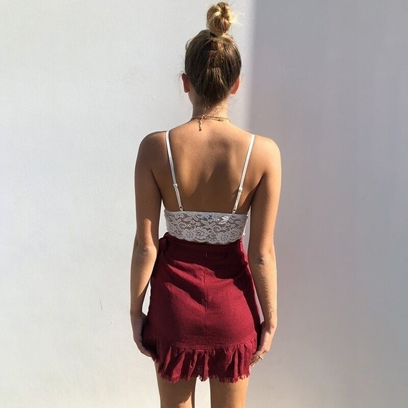 Áo Lửng Hai Dây Phối Ren Gợi Cảm Dành Cho Nữ