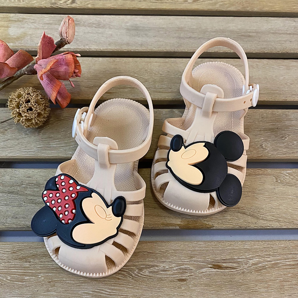 Giày Sandal Bằng Nhựa Chống Thấm Nước Họa Tiết Hoạt Hình Chuột Minnie Cho Bé 1-6 Tuổi