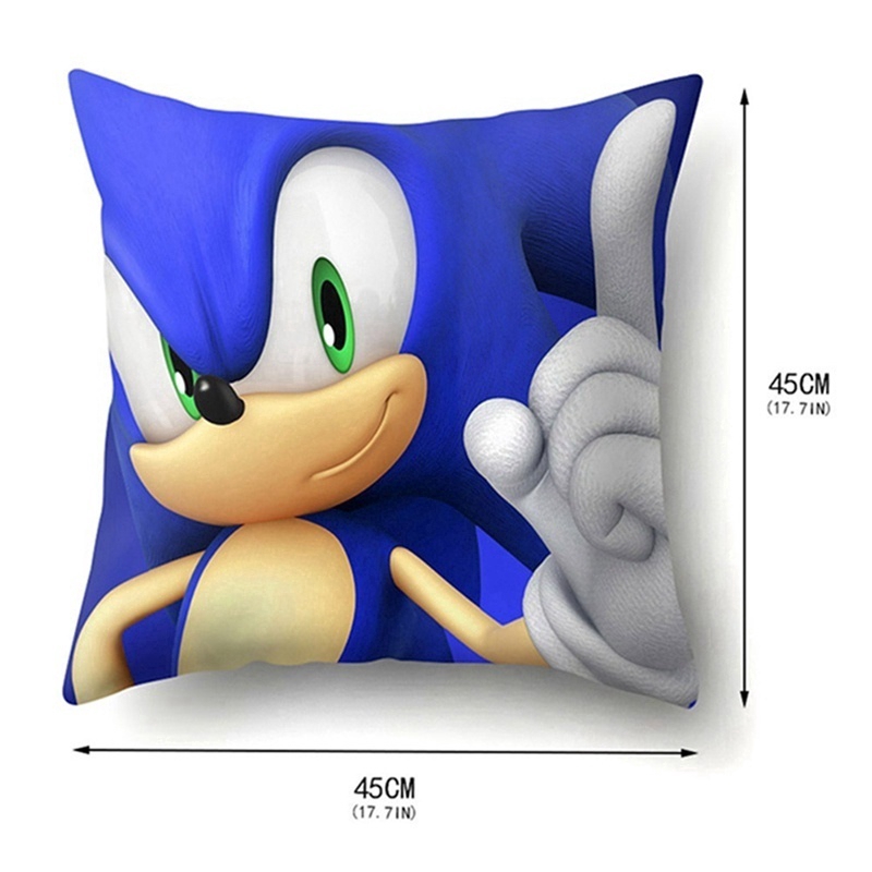 Vỏ Gối In Hình Nhím Sonic Mềm Mại Thoải Mái 45x45cm Ốp