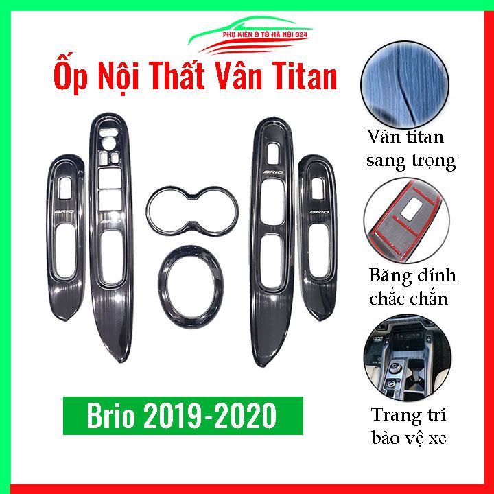 Ốp nội thất cho xe ô tô Honda Brio 2019 vân Titan bảo vệ chống trầy xước và làm đẹp xe
