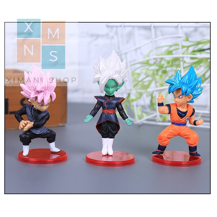 Bộ 18 Mô hình Dragon Ball Chibi Nhân Vật Goku Gohan Trunks Vegeta Zamasu Zeno Vegeto Mai Cao 9cm Anime -7 Viên Ngọc Rồng
