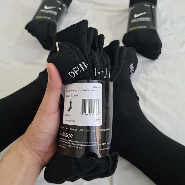 Pack 3 đôi tất thể thao Nike cổ cao DRIFIT màu  đen - Free ship + Quà tặng Loved socks by TatsTats.vn