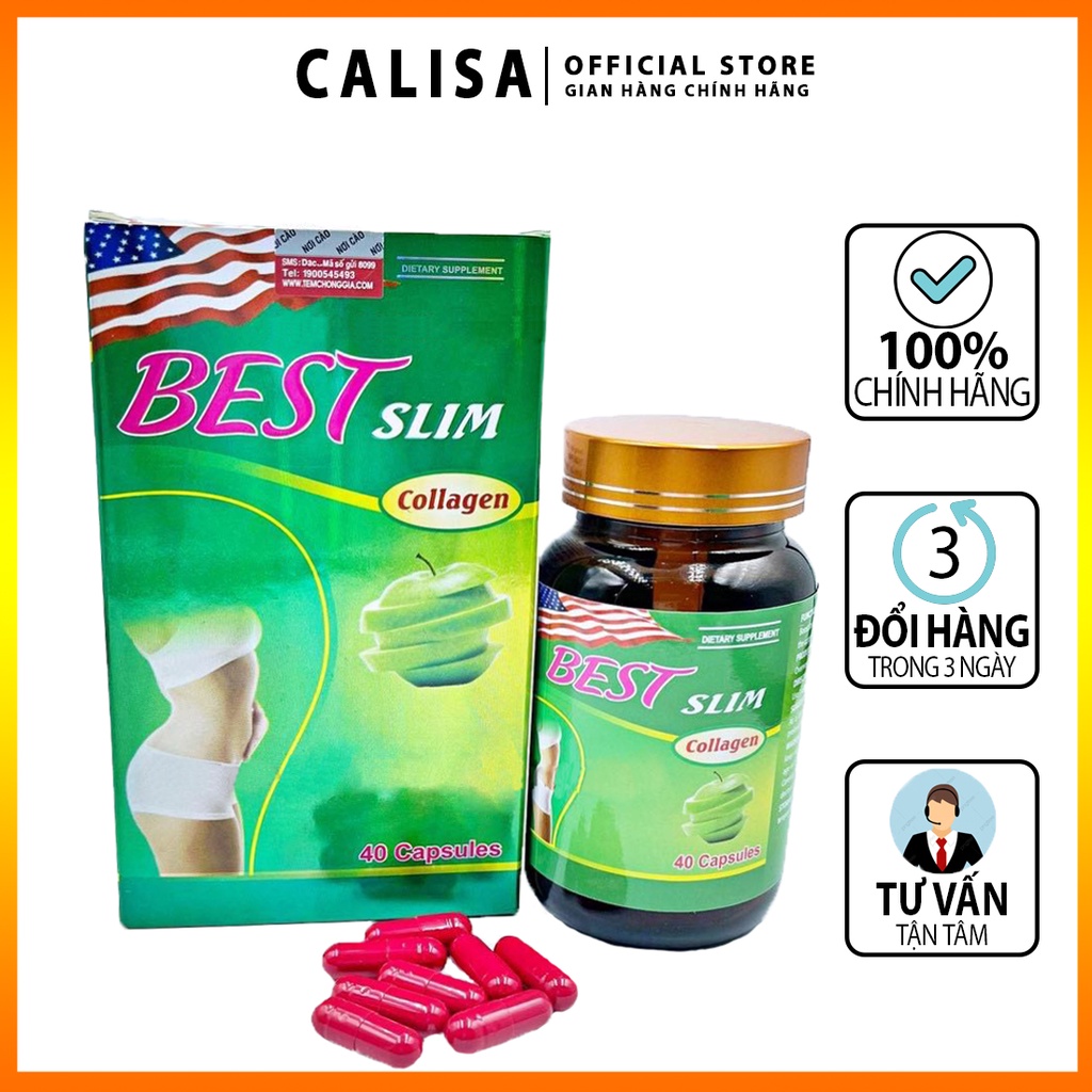 Viên uống giảm cân Best slim hỗ trợ giảm mỡ đùi mỡ bụng nhanh cấp tốc an toàn cơ địa khó giảm 40 viên Mỹ