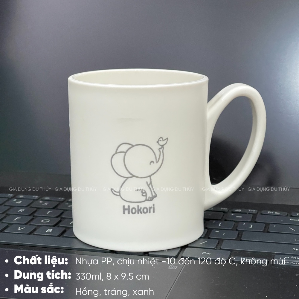 Ca nhựa uống cafe 330 ml có quai màu sắc pastel chất liệu nhựa PP nguyên sinh chịu nhiệt  Ca Hokori 330ml 6366 Việt Nhật