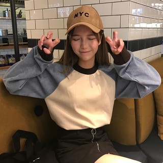 áo nỉ ulzzang áo nỉ nữ đẹp thu đông áo raglan dài tay nhung mỏng kiểu dáng hàn quốc
