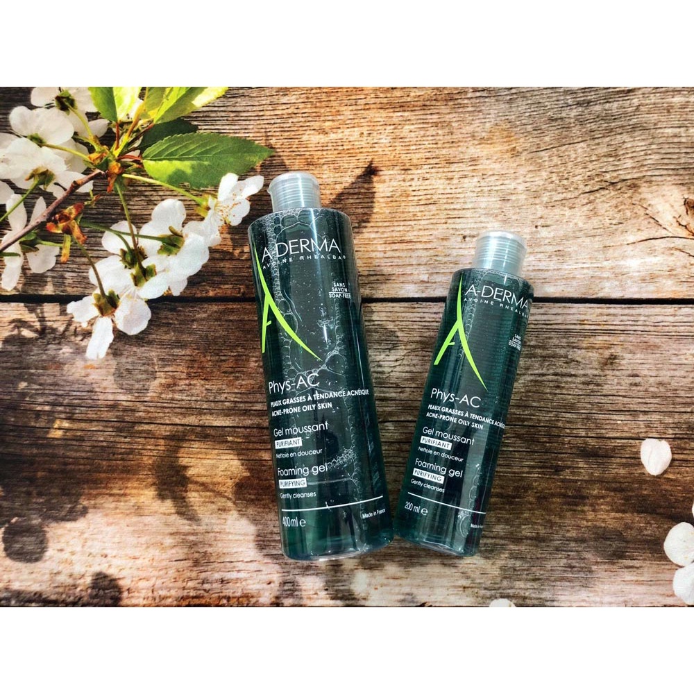 Sữa rửa mặt Aderma Gel Moussant Purifiant PhysAC cho da dầu mụn, nhạy cảm
