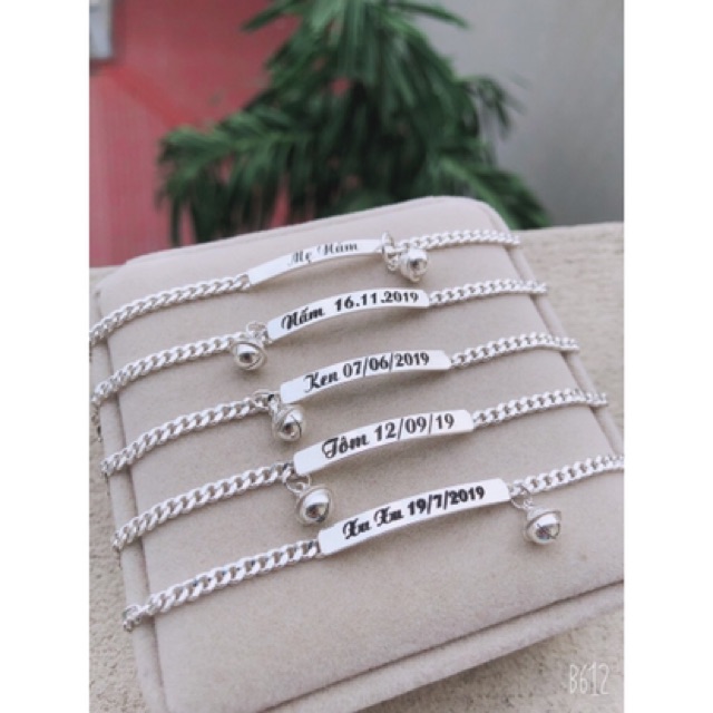 Lắc tay đôi khắc tên cho mẹ và bé bạc ta- Minh Tâm Jewelry