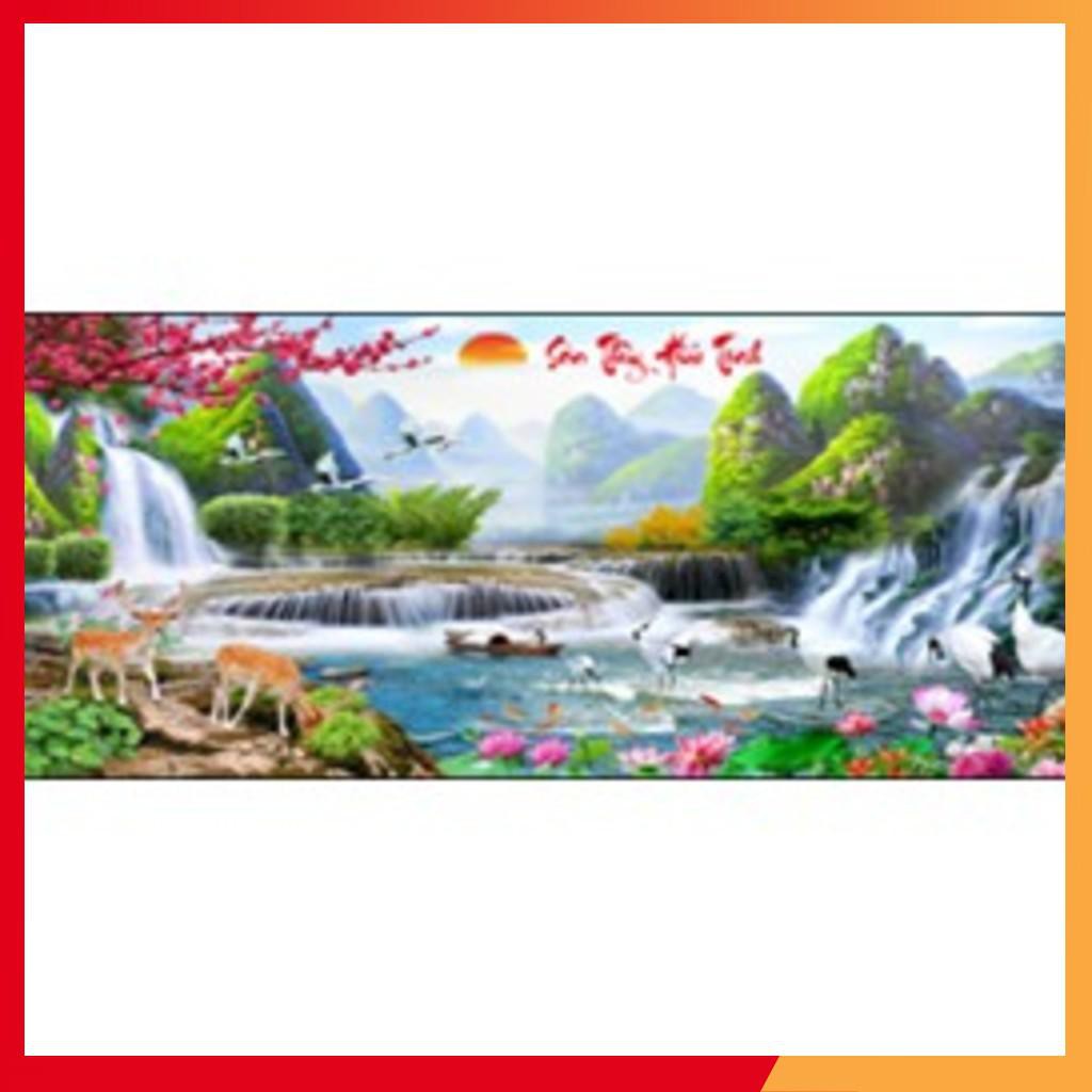Tranh thêu chữ thập Phong Cảnh thiên nhiên Sơn Thuỷ Hữu Tình 3D LV3024-Chưa thêu