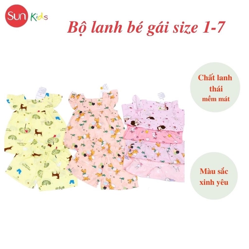 [Siêu Đáng Yêu] Bộ Lanh Bé Gái, Size 1-7, Hàng Made In VN, Chất Lanh Thái Đẹp, Mềm Mát, Màu Sắc Dễ Thương