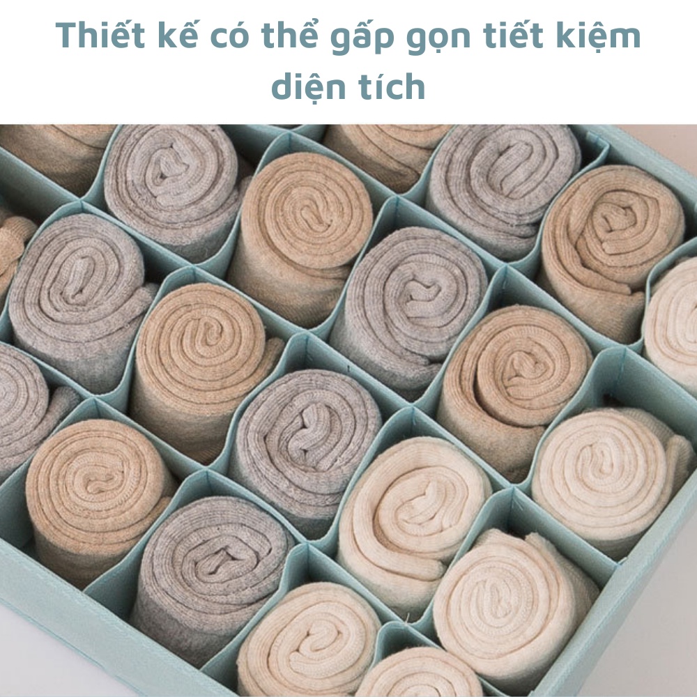 Túi hộp vải đựng đồ lót tất vớ áo ngực bra 6 7 20 ngăn VNXK vải không dệt tiện lợi tiết kiệm không gian