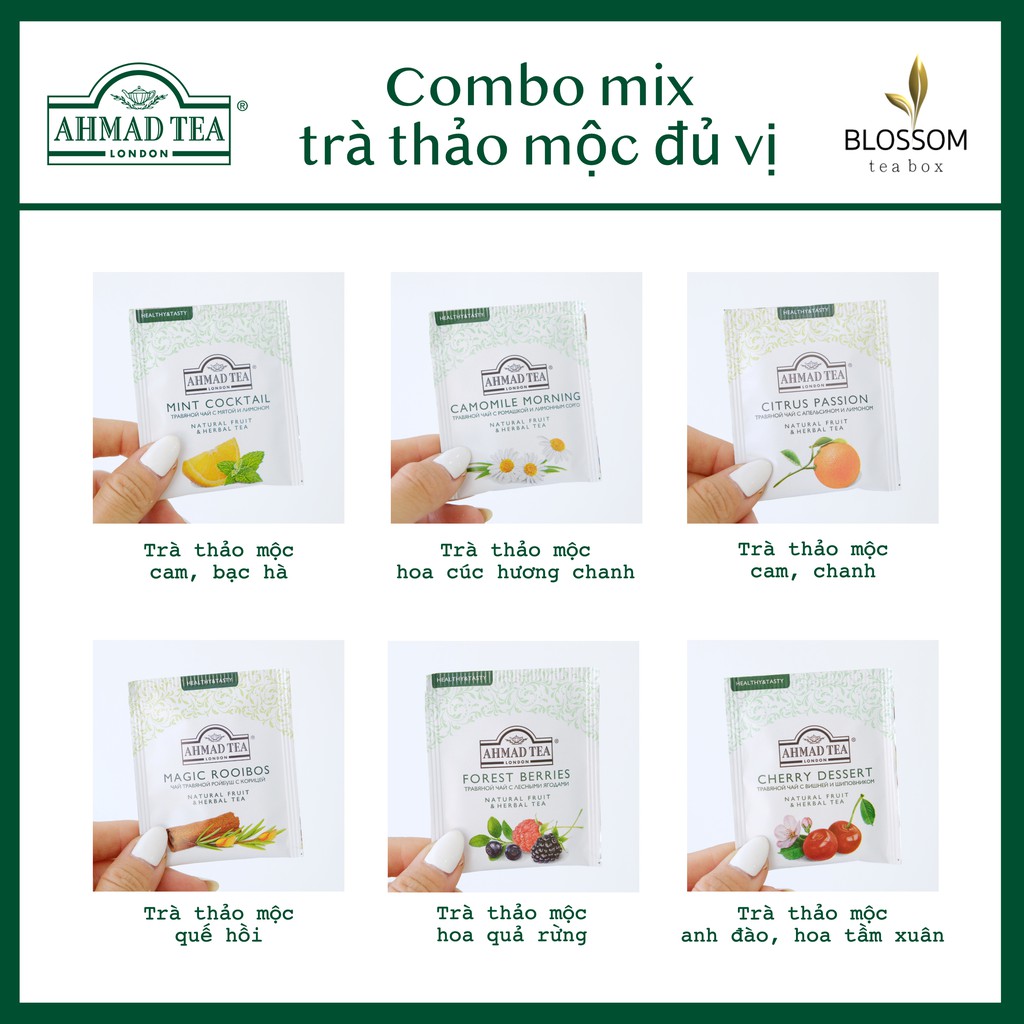 [Combo mix 10 gói] Trà thảo mộc Ahmad Tea - thanh lọc cơ thể, không đắng, không mất ngủ