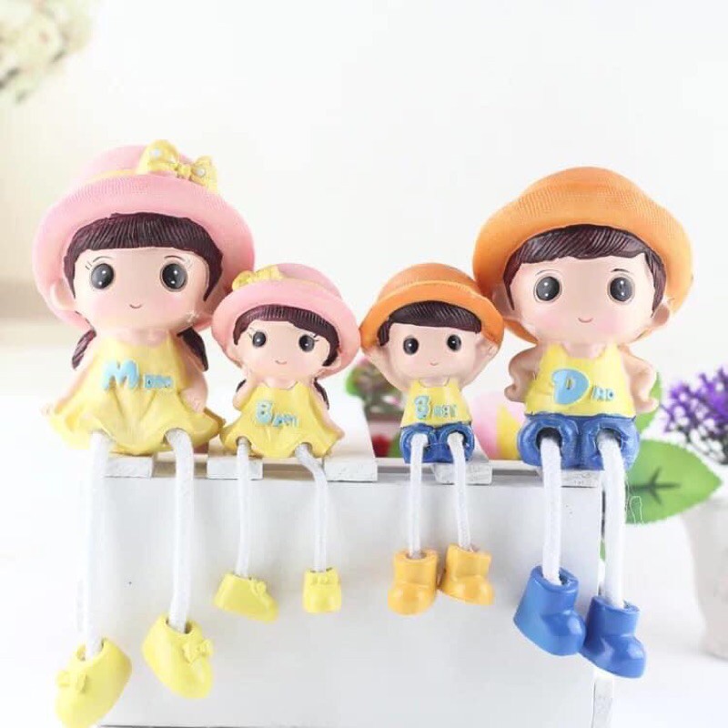 Set búp bê trang trí Bằng nhựa thông cao cấp vintage