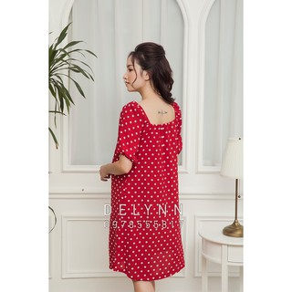 Đầm bầu thiết kế jessi đỏ chấm bi