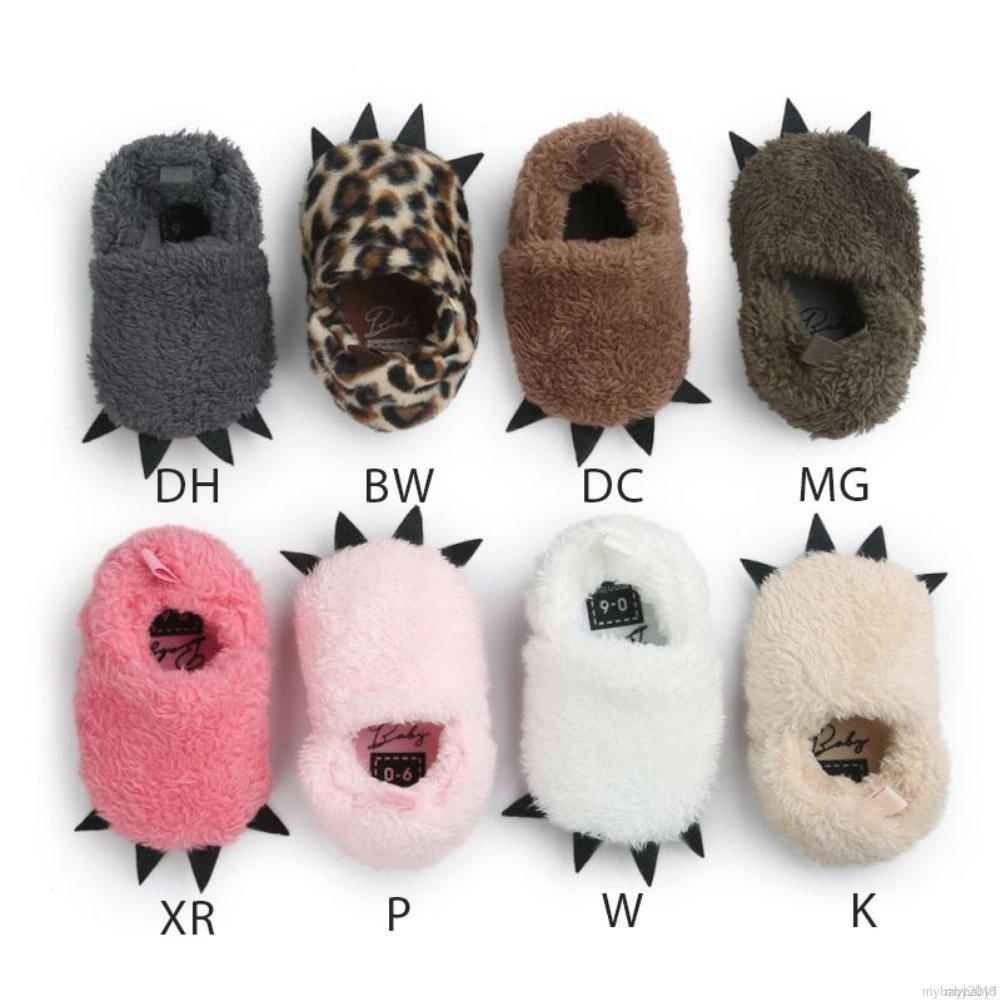 Giày vải lông chống trơn trượt thiết kế móng gấu/ báo đáng yêu dành cho bé gái và bé trai sơ sinh
