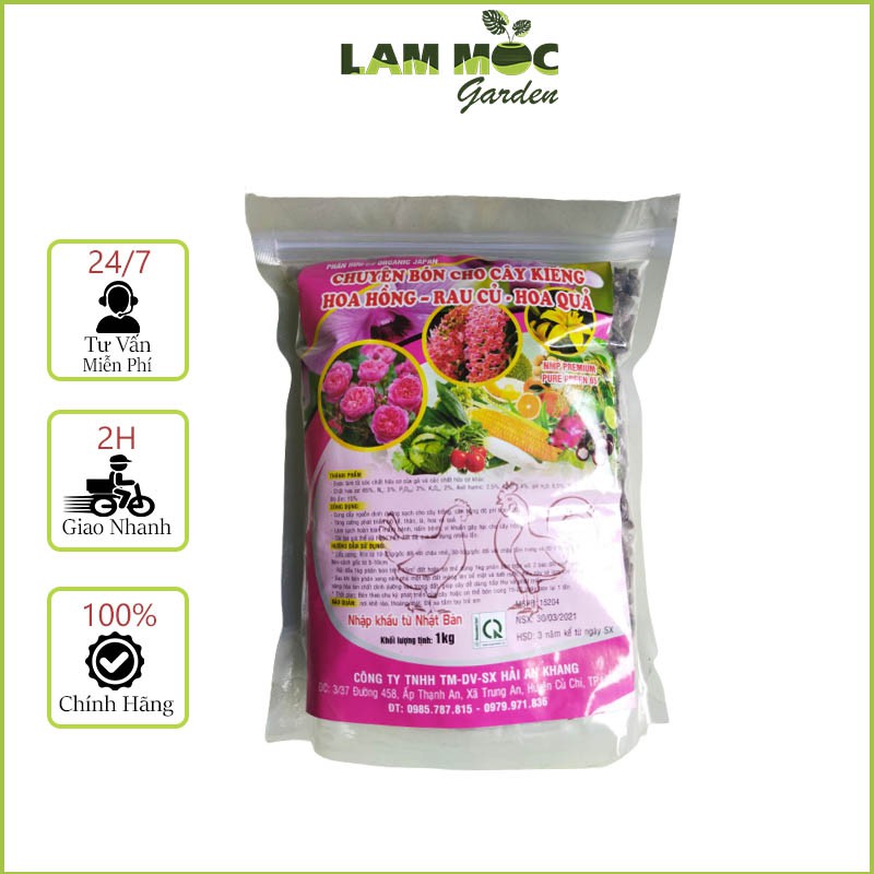 Phân Gà Nhật Hữu Cơ Chuyên Cho Cây Kiểng Hoa Hồng Rau Củ Hoa Quả Gói 1kg