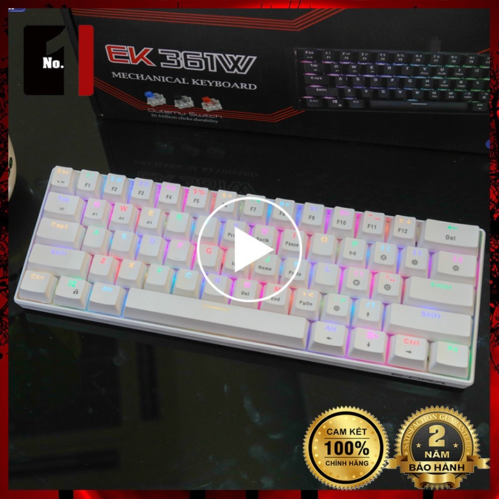 Bàn Phím Cơ Gaming Không Dây Máy Vi Tính E-Dra EK361W Led RGB Bàn Phím Game Thủ Chuyên Game Laptop Pc