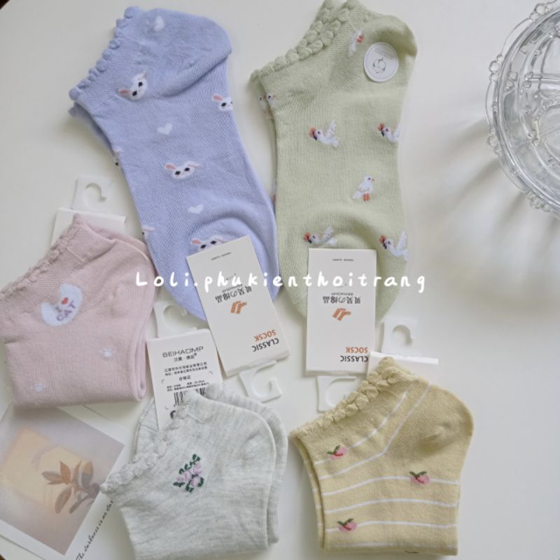Tất Vớ Nữ Cổ Ngắn In Hình Dễ Thương Phong Cách Hàn Quốc Cho Nữ (TN025)