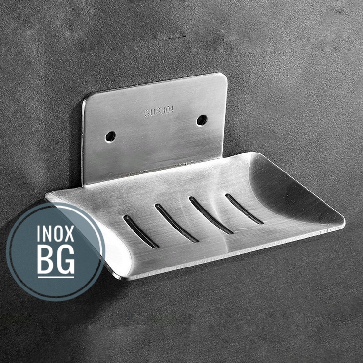 [INOX304] Khay đựng xà phòng tắm inox 304 mờ dán tường hoặc khoan tường (có kèm keo dán và vít bắt tường)