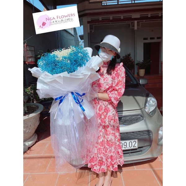 [ Quà Tặng ] Bó Hoa BaBy Xanh mix Trắng