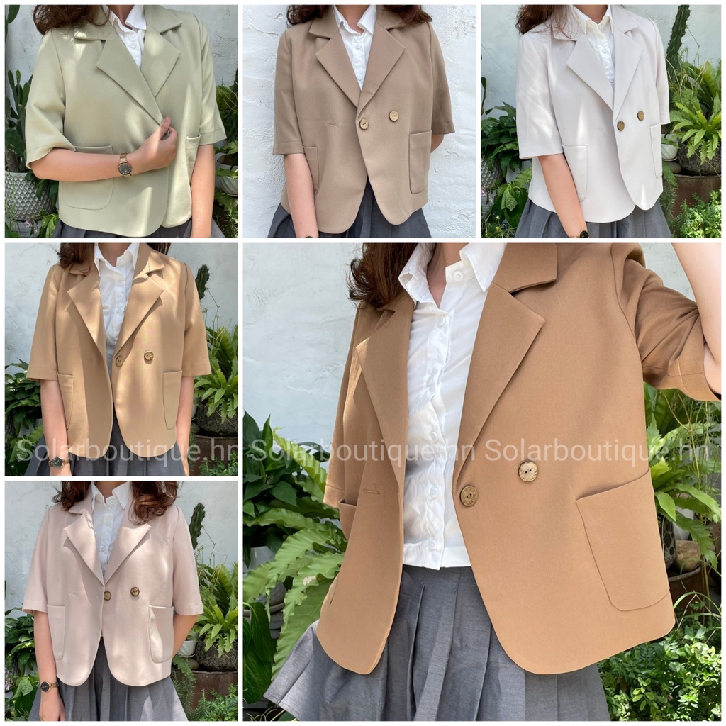 ÁO KHOÁC BLAZER / VEST CROP TOP MÙA HÈ NGẮN TAY CỘC TAY MỘT LỚP NHIỀU MÀU PHONG CÁCH CÔNG SỞ