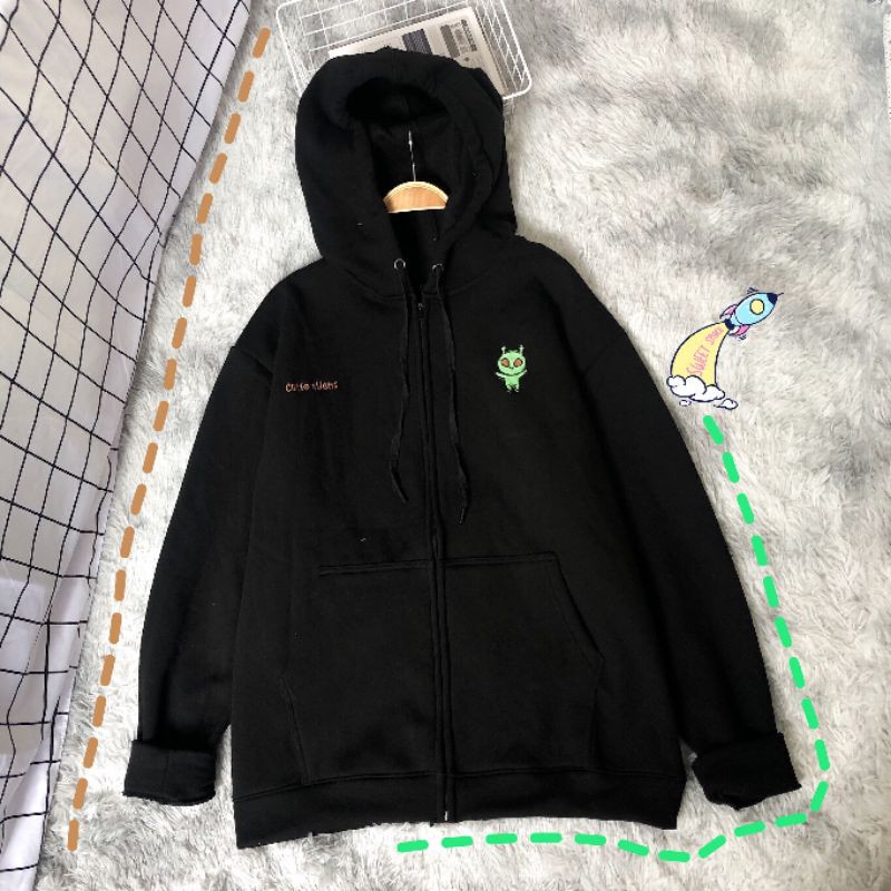 Áo khoác nỉ thêu hình ulzzang unisex - ẢNH THẬT