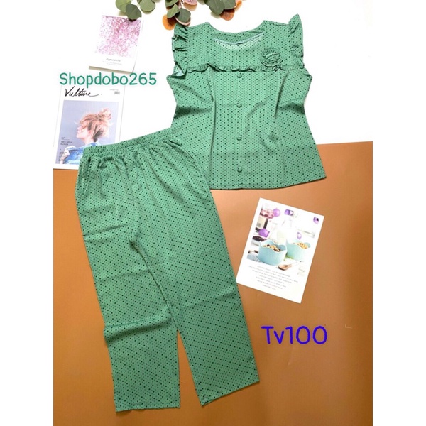 Đồ bộ nữ,đồ ngủ mặc nhà lửng 9 tấc vải lụa mango BL 51 họa tiết dễ thương size 47-60kg.