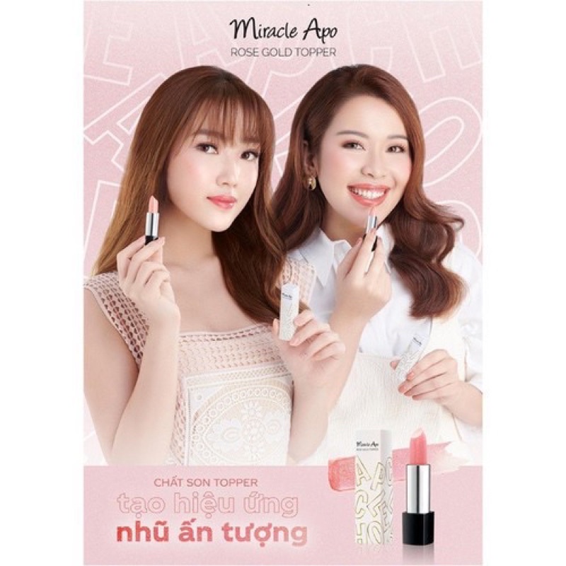 Son bóng hiệu ứng ánh nhũ Miracle Apo Rose Gold Topper 3.9g