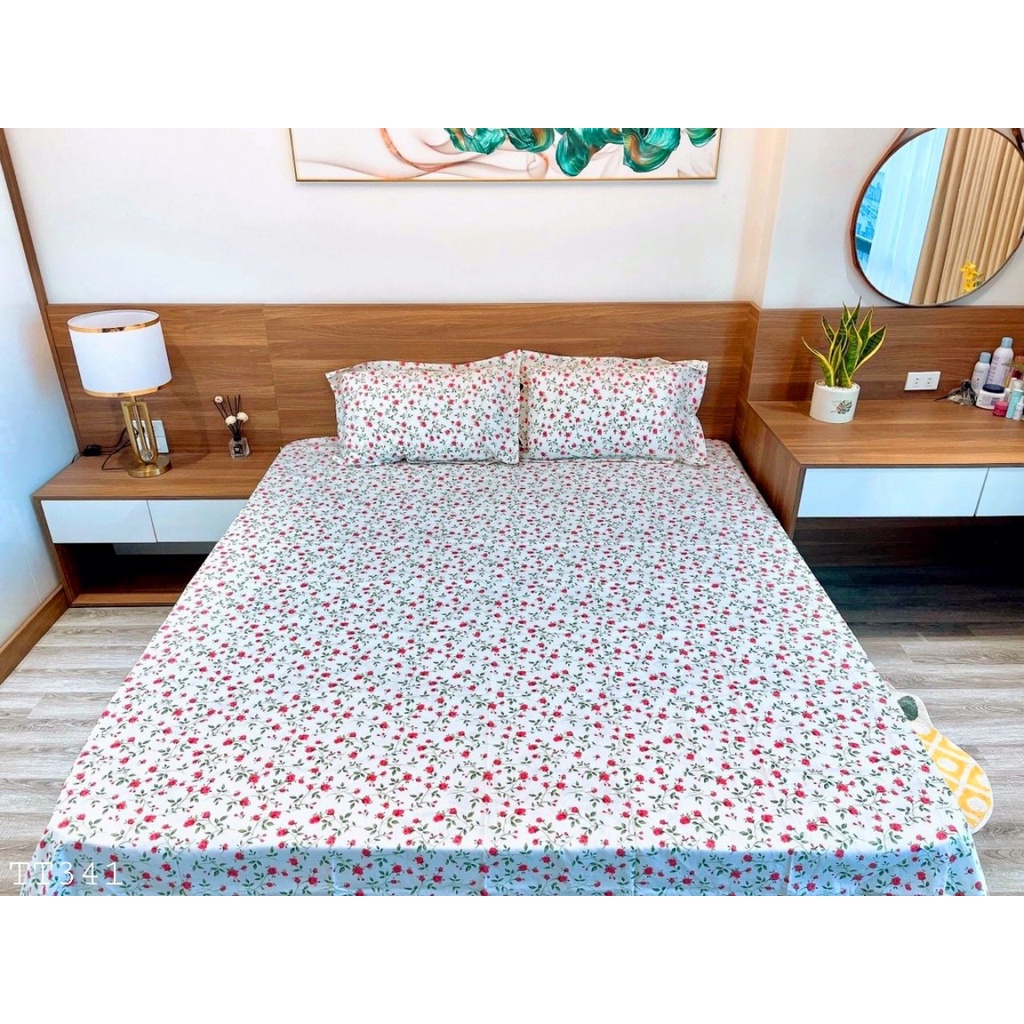 Bộ ga gối cotton living hoa tiết Vintage cho không gian phòng ngủ dễ thương