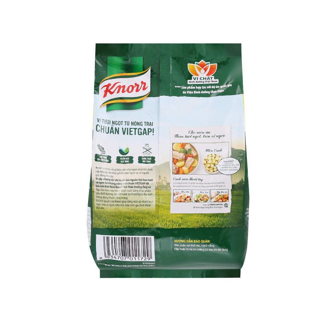 Hạt nêm Knorr thịt thăn, xương ống, tủy gói 1,8kg