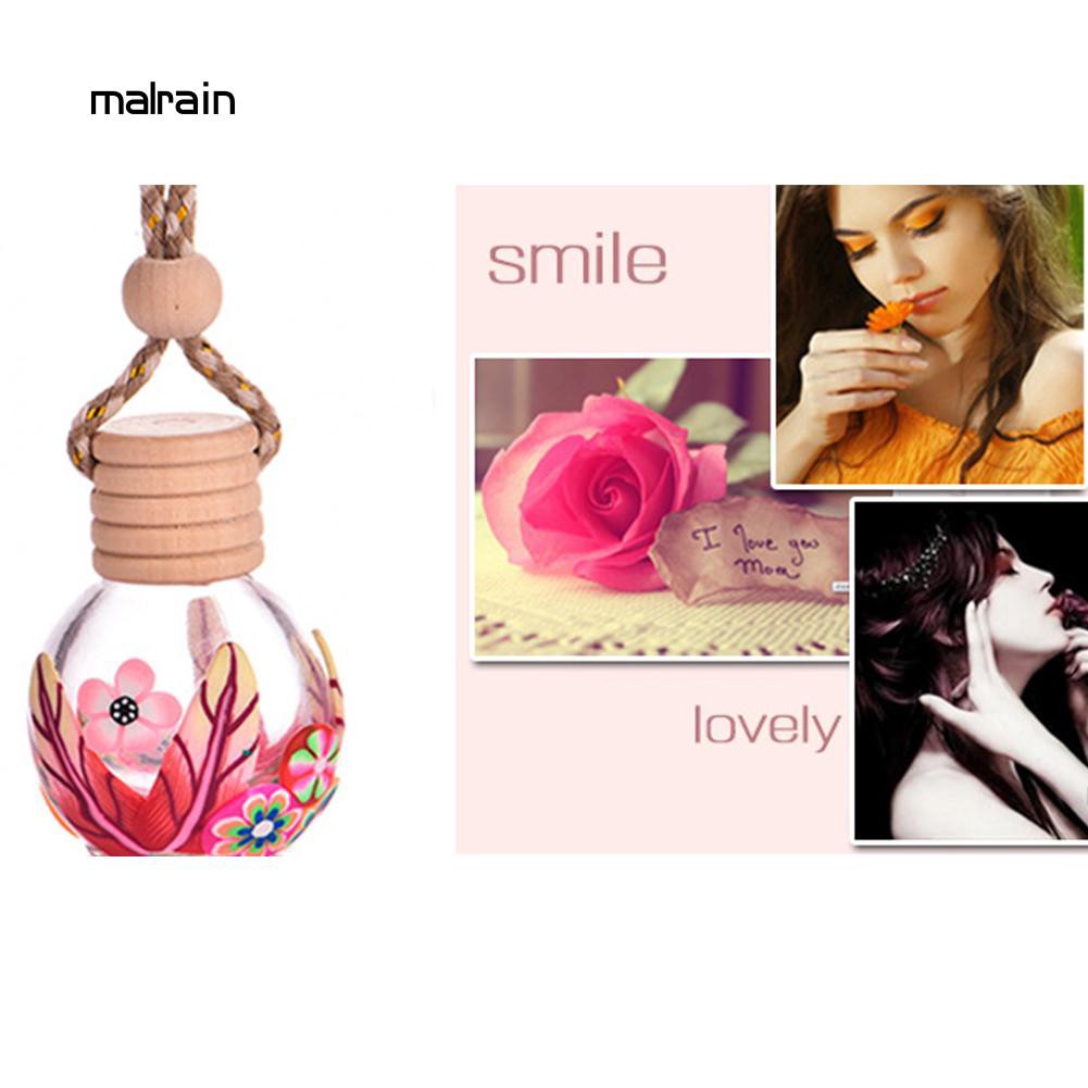 Lọ Nước Hoa Rỗng Dạng Treo In Họa Tiết Hoa Cho Xe Hơi